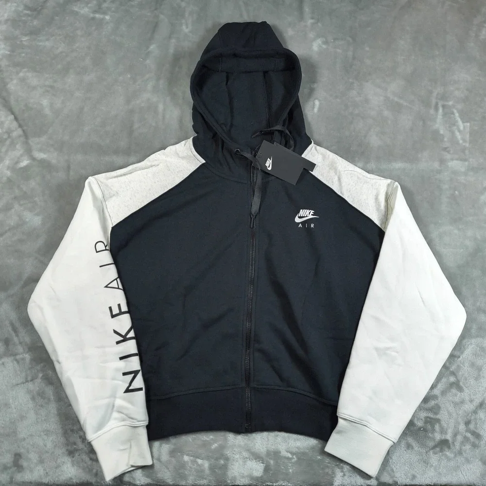 Nike Sportswear Air Hoodie Womens XL Black White Full Zip Sweatshirt New